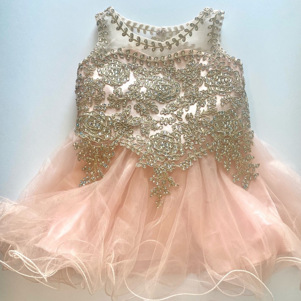 Pink & Gold Dress Size Small (12-18 months)
